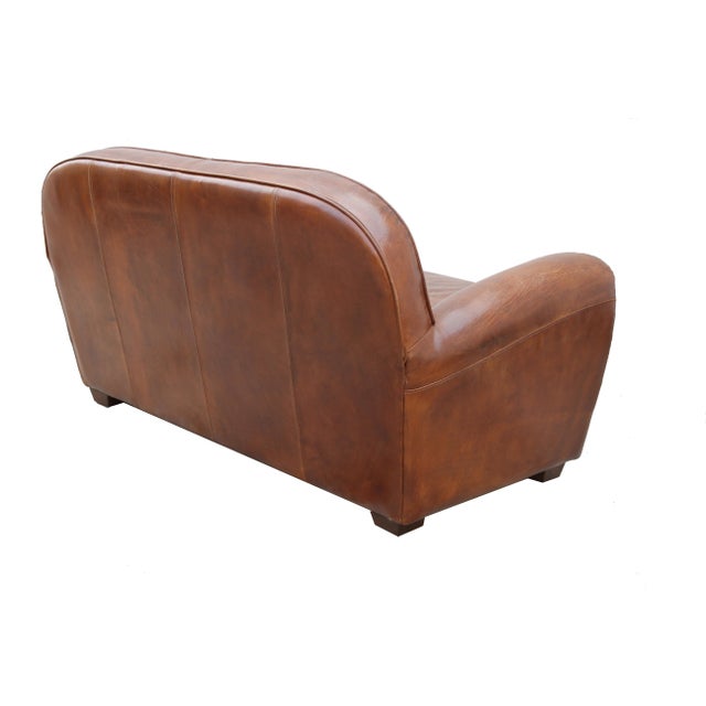 2020s Pasargad Home Paris Club Genuine Leather Loveseat For Sale - Image 5 of 8