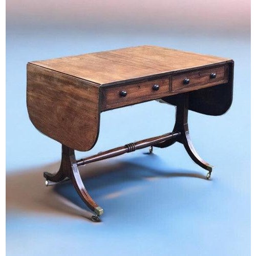 Regency Sofa Table in Cuban Mahogany with Inlay For Sale - Image 14 of 14