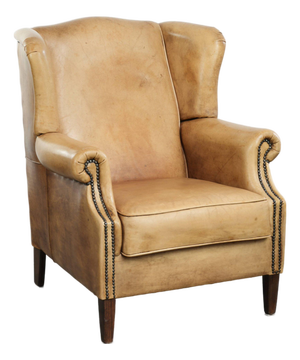 Wing Chair in Light Cowhide Leather