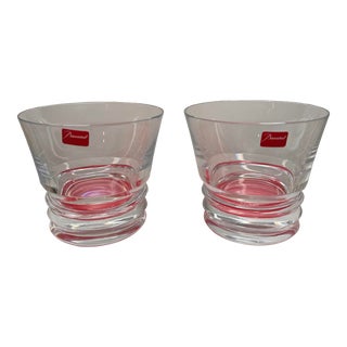 Pair of Baccarat French Crystal Vega Pattern Double Old Fashion Tumblers For Sale