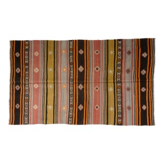 Mid 20th Century Geometric Medallion Flatweave Kilim For Sale