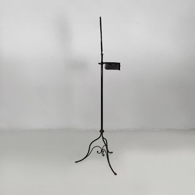 Italian Black Metal Console with Mirror and Drawer, Late 1800s For Sale - Image 3 of 18