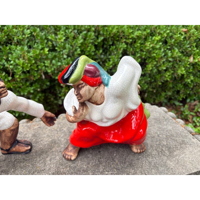 1950s 1950s Pair of Brayton Laguna Glazed Pottery Figures For Sale - Image 5 of 10