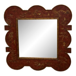 Chinoiserie Lacquer Wall Mirror, Late 20th Century For Sale