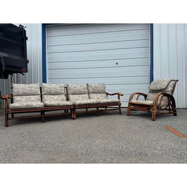 Vintage Ficks Reed Modular Rattan Sectional Sofa & Lounge Chair – 3 Piece Set For Sale - Image 11 of 12