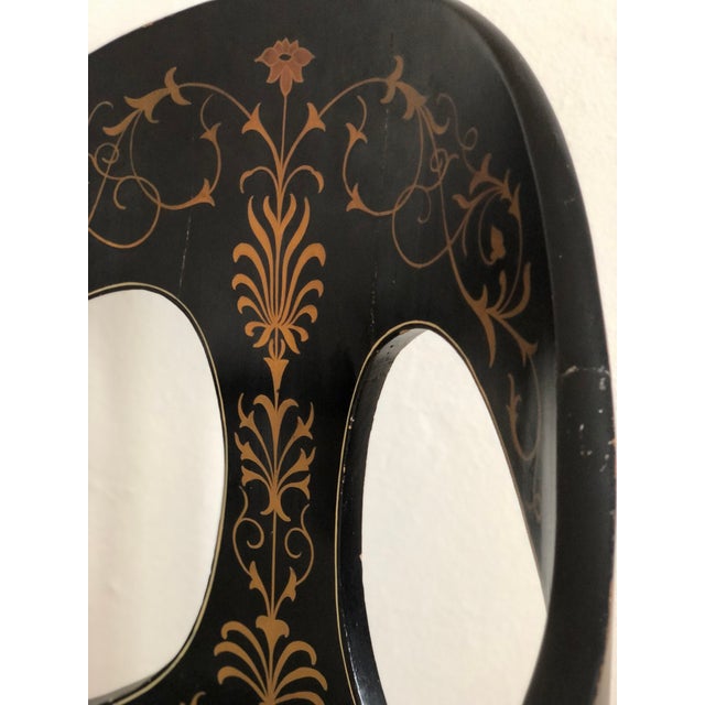 Wood Danish Cabinetmaker Armchair, 1860s, Black Lacquer With Gold Decoration, Brass Castors, Empire/Biedermeier For Sale - Image 7 of 18