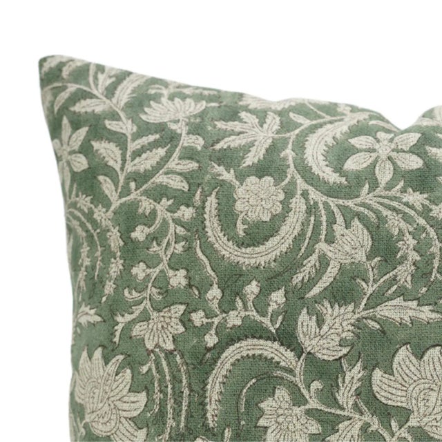 Handmade Block Print Decorative Cushion Cover Thick Linen 18x18 Inch - Kundanvan For Sale - Image 4 of 4