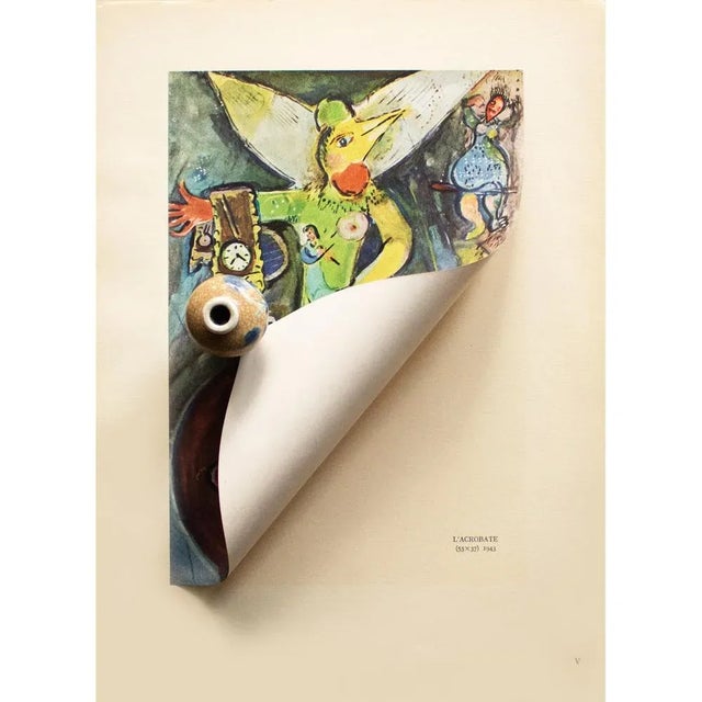 The School of Paris 1947 After Marc Chagall, "The Acrobat" First Edition Period Parisian Offset Lithograph For Sale - Image 3 of 7