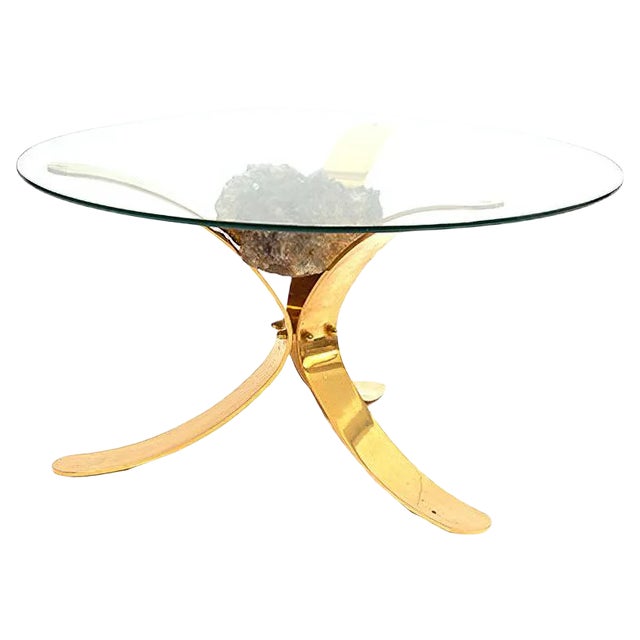 Vintage Hollywood Regency Mineral Stone Coffee Table For Sale