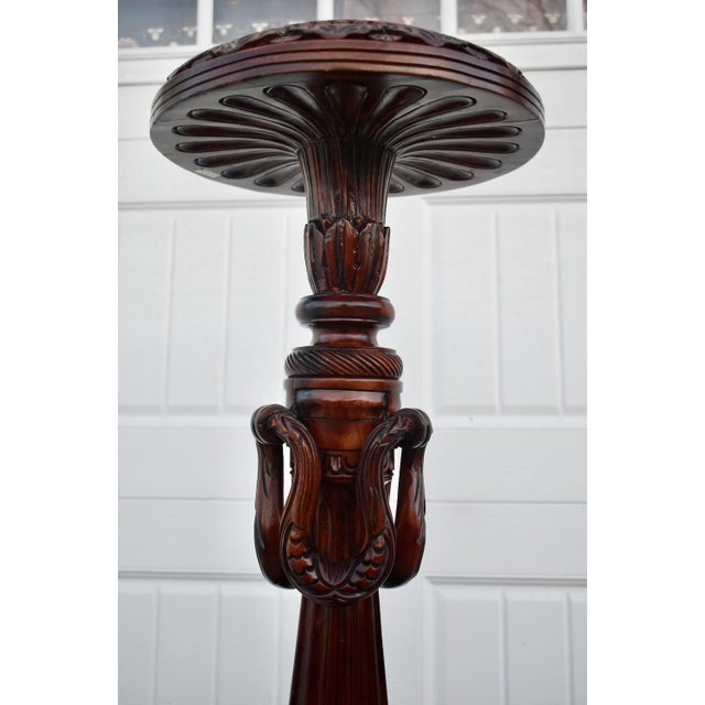 1990s Vintage Carved Mahogany Regency Style Tall Pedestal/Plant Stand For Sale - Image 5 of 11