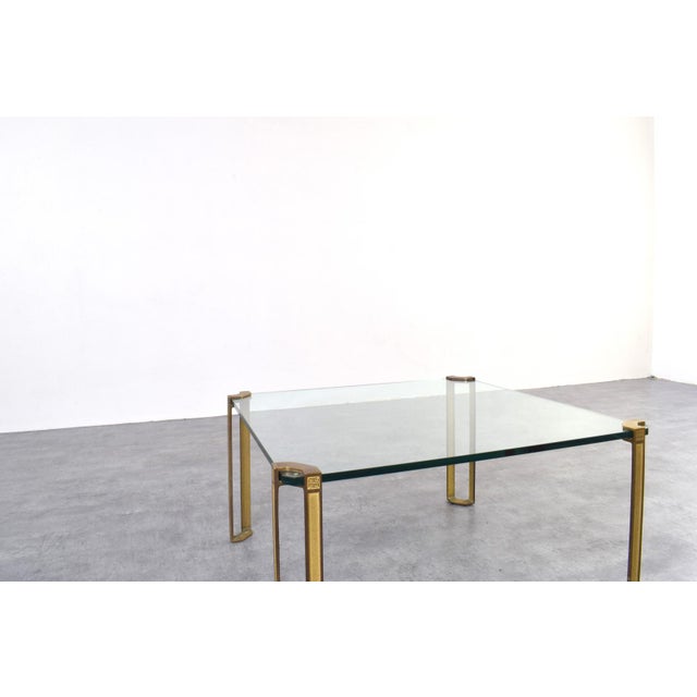 1970s Hollywood Regency Brass and Glass Coffee Table by Peter Ghyczy, 1970s For Sale - Image 5 of 9