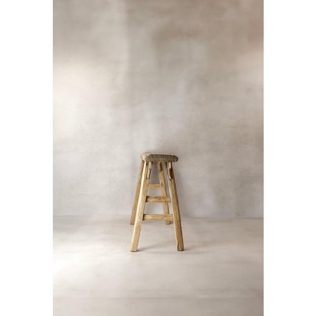 Antique Rustic Elm Bench For Sale - Image 5 of 7