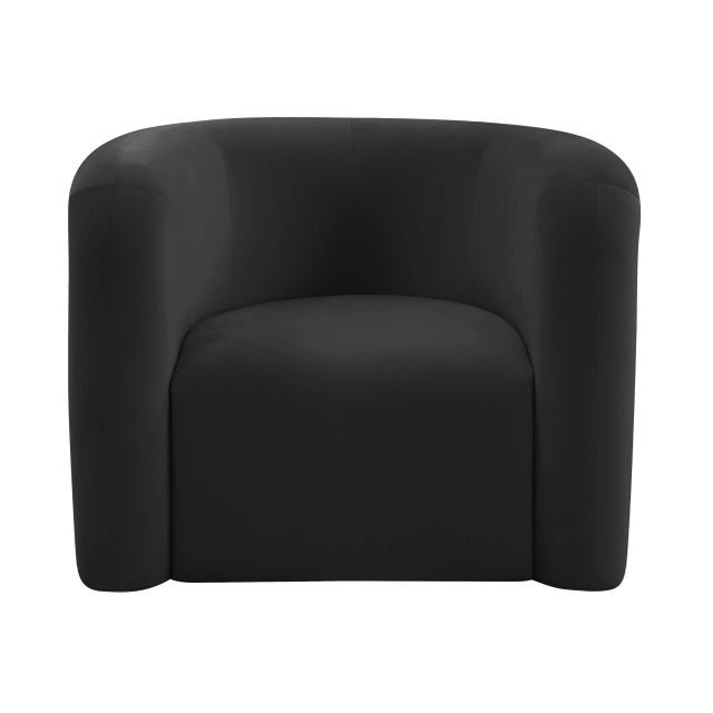 Transitional Curves Black Velvet Lounge Chair For Sale - Image 3 of 7