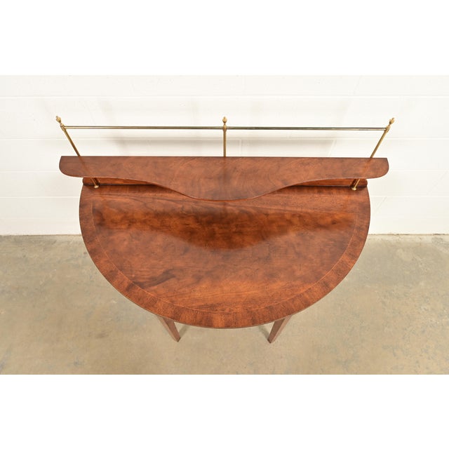 1980s Baker Furniture Federal Banded Mahogany Demilune Console Table or Entry Table For Sale - Image 5 of 13