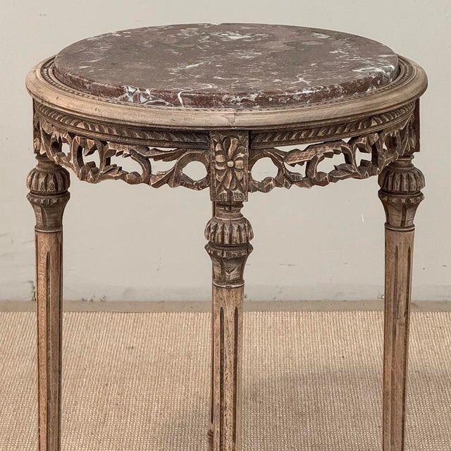 Antique French Louis XVI Stripped Marble Top Occasional Table For Sale - Image 13 of 18