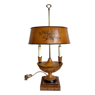 Mid 20th Century Italian Terracotta Neoclassical Tole Bouillotte Lamp For Sale