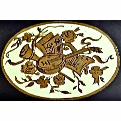 French Vintage Set of Six Tole Musical Theme Trays For Sale - Image 3 of 4