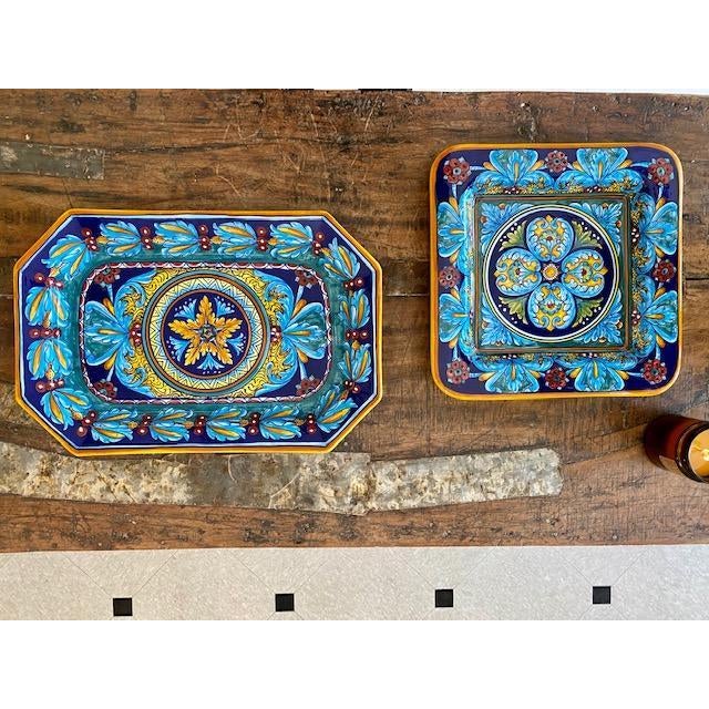 This large Collectible Majolica Octagonal Tray can be used for food or decoration. As it will brightly accent a room or a...