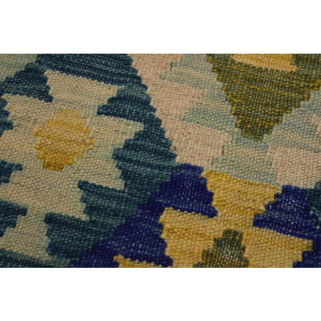 1990s Kilim Green Blue Wool Rug - 6'6" X 9'9" For Sale In New York - Image 6 of 7