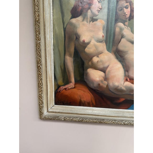 Philippe De Rougemont, Seated Woman at a Mirror, 1950s, Oil on Canvas, Framed For Sale - Image 13 of 18