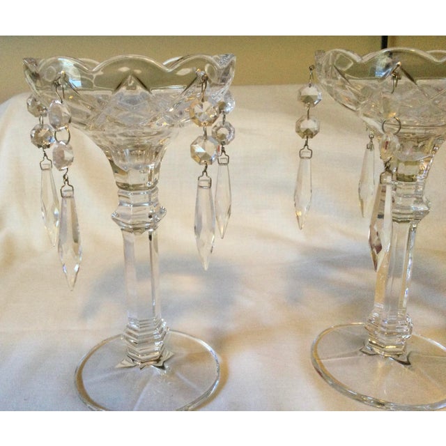 Transparent Late 20th Century Candle Holders With Crystal Prisms, Set of 2 For Sale - Image 8 of 12
