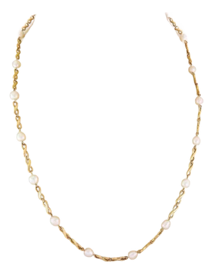 Mikimoto Pearls 18k Yellow Gold Infinity Link Necklace