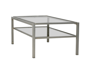 Steel Coffee Table with Double Smoked Glass Tops, France, 1970s