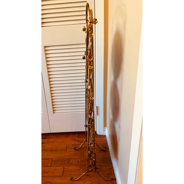 1950s Italian Gold Gilt Étagère Three-Tiers Foldable Serving Tray Table For Sale - Image 9 of 14