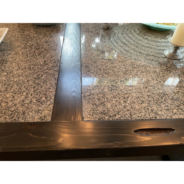 Brown Reduced to Sell Custom Oval Dining Set Solid Wood and Natural Granite Inlay With 10 Handcrafted Chairs For Sale - Image 8 of 11