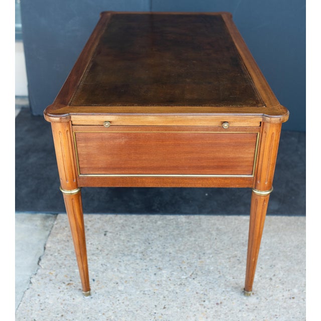 Louis XVI Style Writing Table or Desk of Walnut With Leather Top From France For Sale - Image 14 of 16