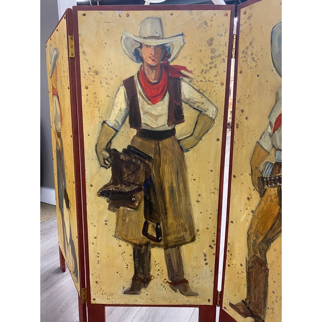 Signed Vintage Western Painted Screen Chairish