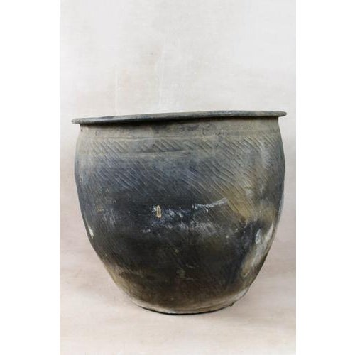 Vintage Dark Earthenware Pot For Sale - Image 5 of 5