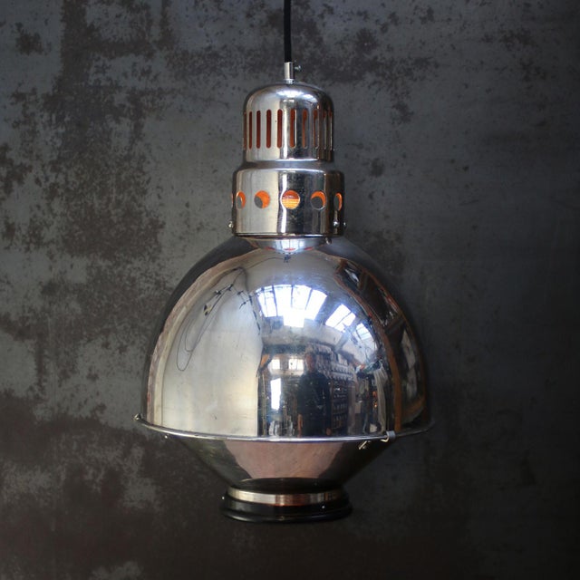 Vintage French Nickel-Plated Medical Pendant Lamp For Sale - Image 4 of 5