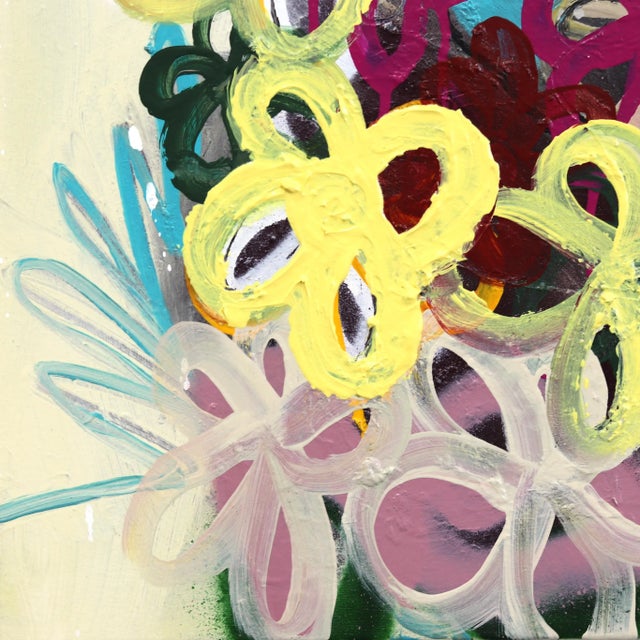 A Lovely Bunch - Abstract Joyful Colorful Floral Graffiti Mixed Media Pop Original Artwork by Amber Goldhammer For Sale - Image 4 of 9