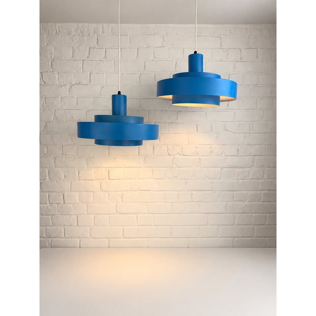 Blue Equator Pendant Lamps by Jo Hammerborg for Fog & Mørup, 1968, Set of 2 For Sale - Image 15 of 16