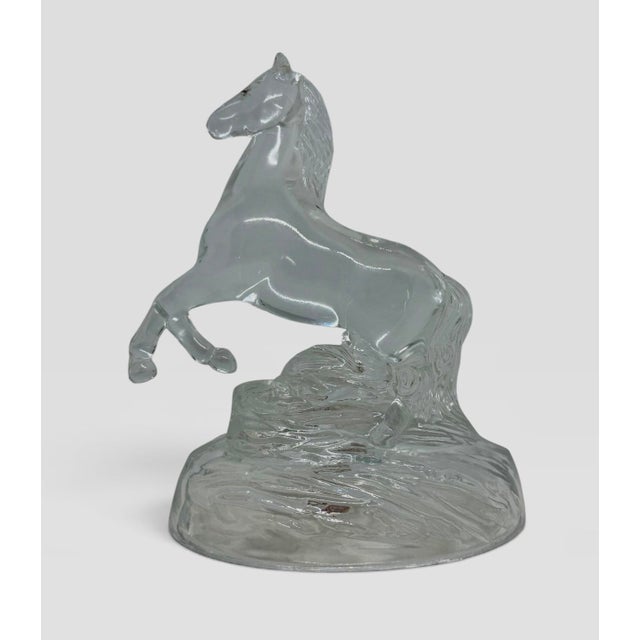 1980s Vintage Cristal d'Arques Paris, France 24% Lead Crystal Rearing Horse Figurine on Frosted Oval Base For Sale - Image 5 of 12