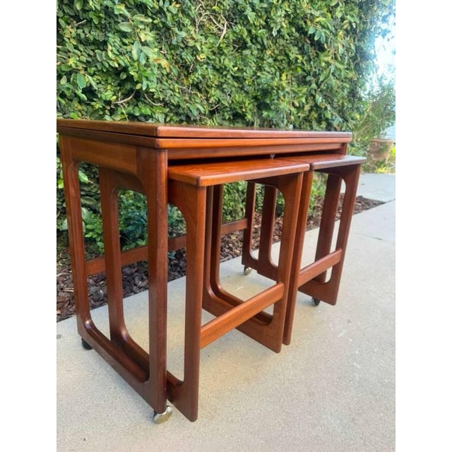 Mid Century Modern Teak Triform Nesting Table Set For Sale - Image 10 of 16