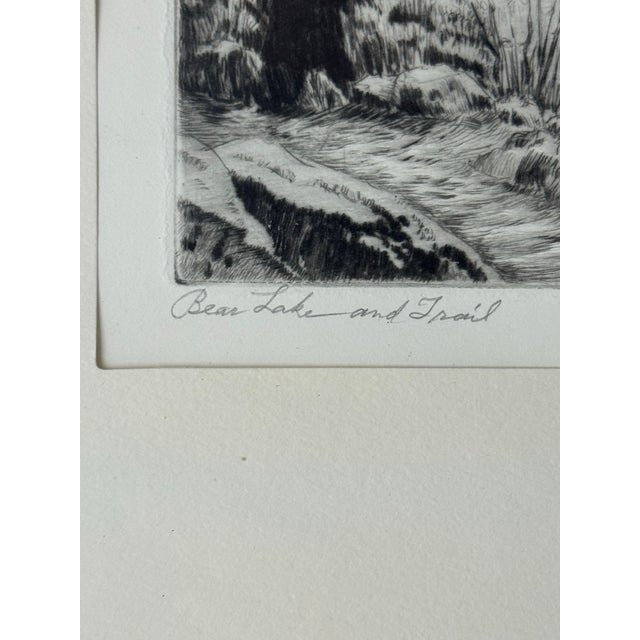 American Lyman Byxbe “Bear Lake and Trail” Original Etching, C. 1920s–30s For Sale - Image 3 of 10