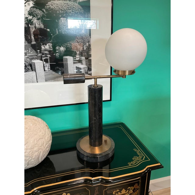 1960s Custom Marble and Brass Lamp For Sale - Image 11 of 11
