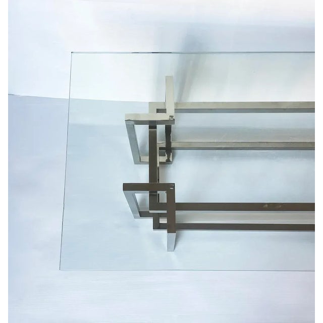 Coffee Table in Glass and Metal, 1970s For Sale - Image 4 of 9