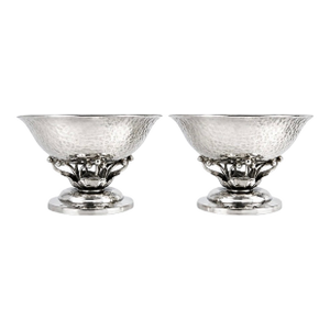 1940s Art Deco Georg Jensen Sterling Silver Salts, Model - Pair
