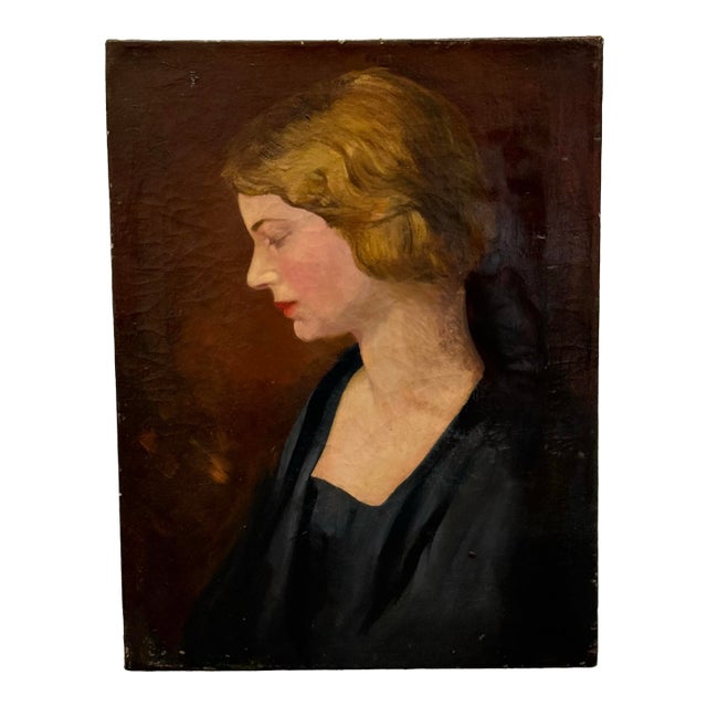 Vintage Early 20Th Century Portrait of a Lady For Sale