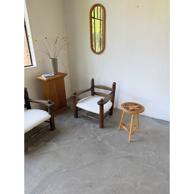 Vintage small rattan side table with a star motif from the 1960s. Beautiful rattan work with a star motif in the center,...