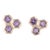 New Amethyst Hexagon Cluster Stud Earrings 14k Yellow Gold - 2 Pieces For Sale