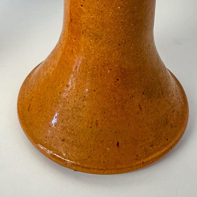 Ben Owen Sr Master Potter Candlesticks Pair Nc Pottery Tobacco Spit Glaze For Sale - Image 9 of 12