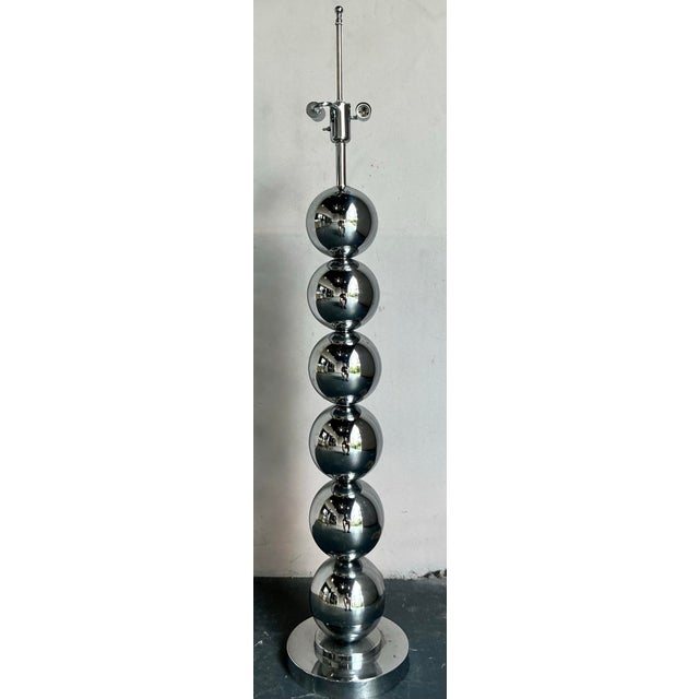 Metal Vintage Boho Chrome Floor Lamp After Kovacs For Sale - Image 7 of 12