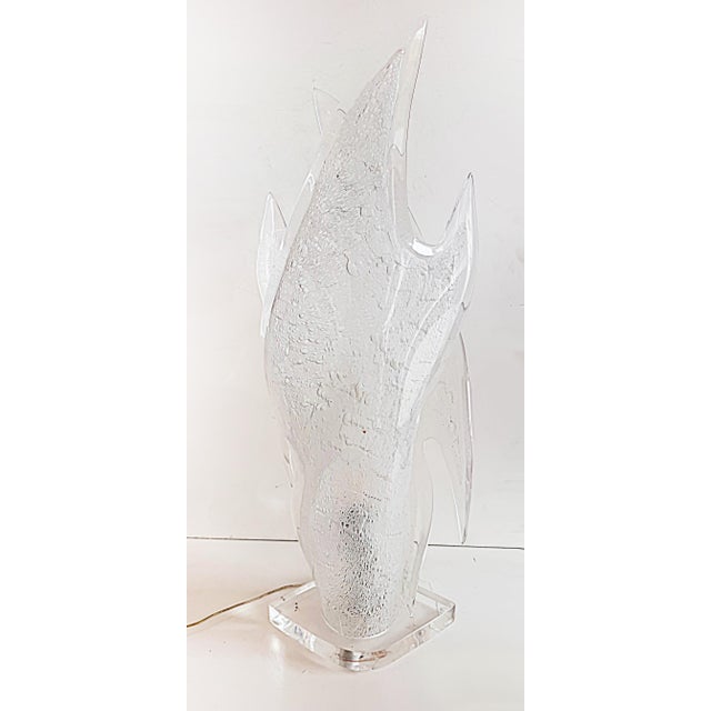 1970s 1970s Modern Acrylic Flame Table Lamps, Maison Rougier Attributed, Pair For Sale - Image 5 of 8