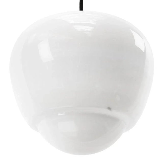 1950s White Opaline Glass & Brass Pendant Light For Sale - Image 5 of 8