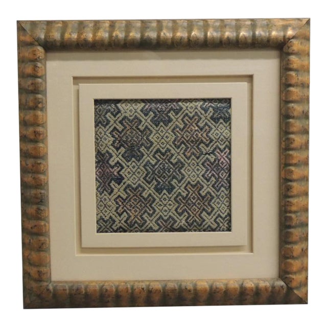 Vintage Framed Asian Woven Textile Fragment For Sale