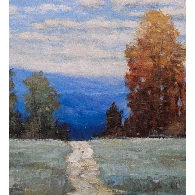 Traditional Original Mountain View Landscape Scenery Art Painting on Canvas For Sale - Image 3 of 4